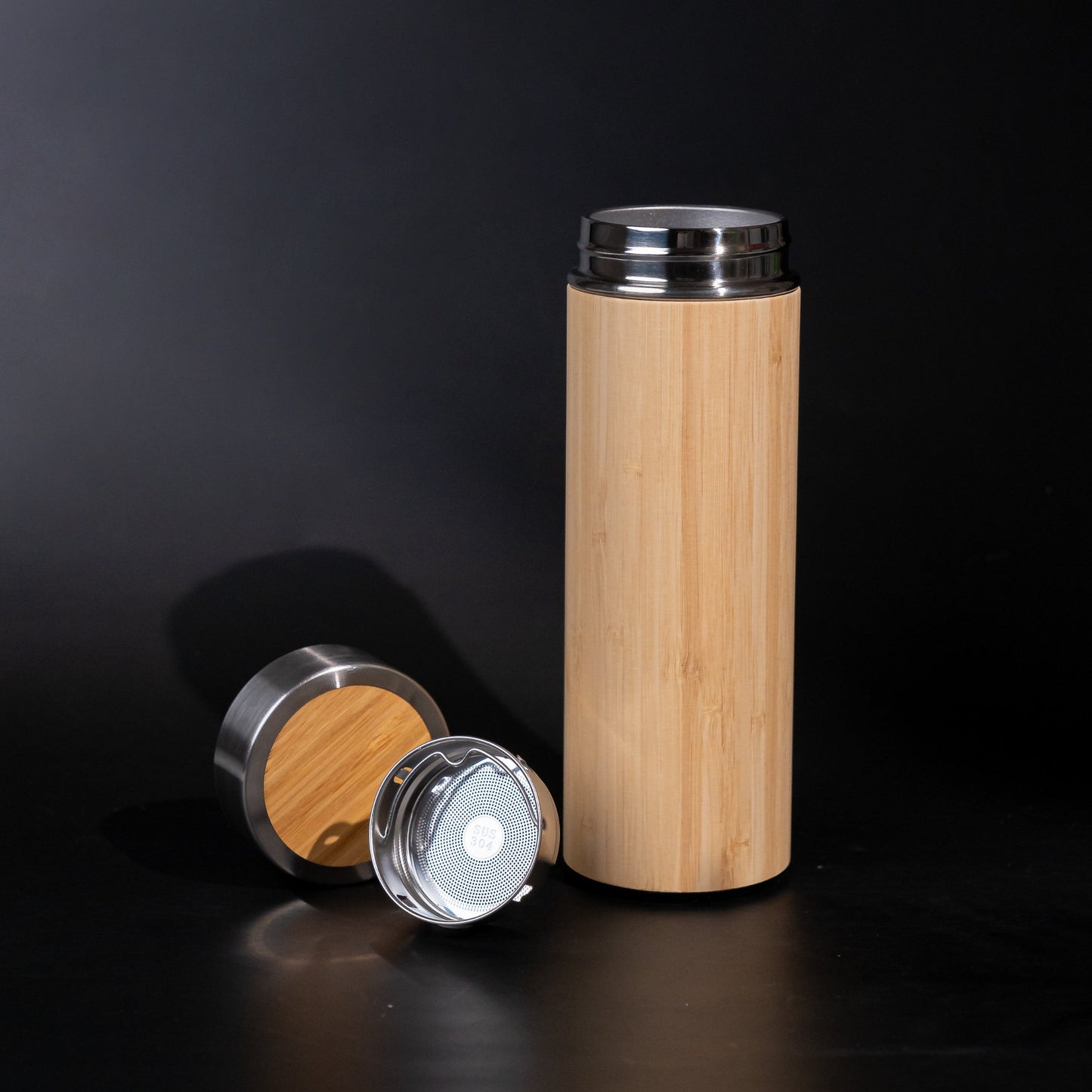 Eco-Friendly Bamboo Tumbler with Tea Strainer - Insulated, Reusable Travel Mug