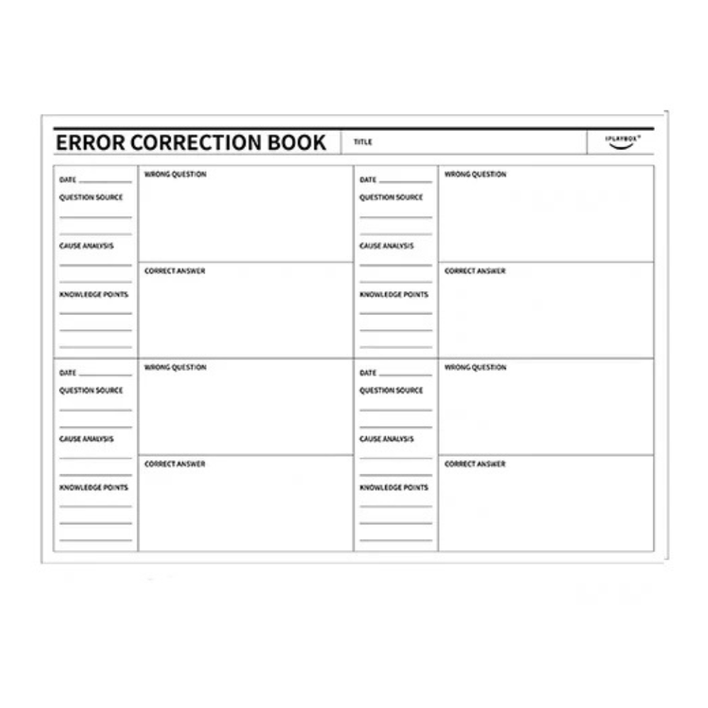 IPLAYBOX Error Correction Book Sheet Notepad