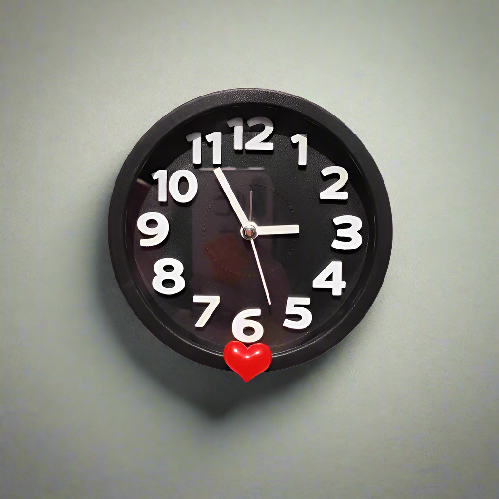 Magnetic Fridge Clock - Black with Heart