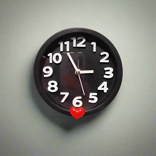 Magnetic Fridge Clock - Black with Heart