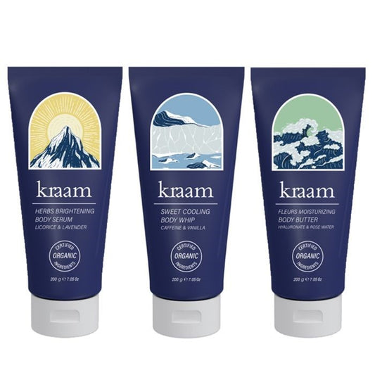 KRAAM Herbs Brightening+Sweet Cooling Body Whip+Fleurs Moisturizing Body Butter 200 g
