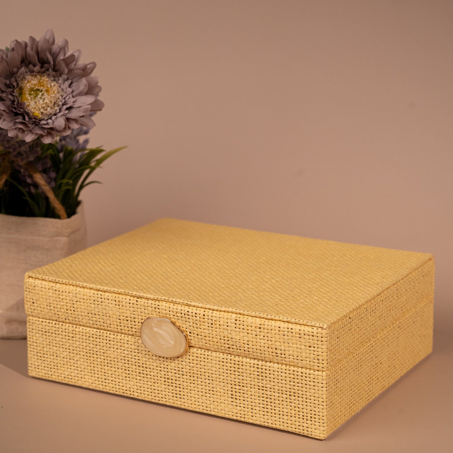 Raffia Look Sectioned Jewellery Box
